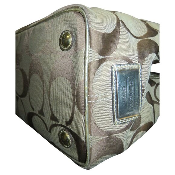 Coach 2008 Cursive Creed Khaki Signature C Kisslock Dual Strap Carryall Satchel - Picture 11 of 14